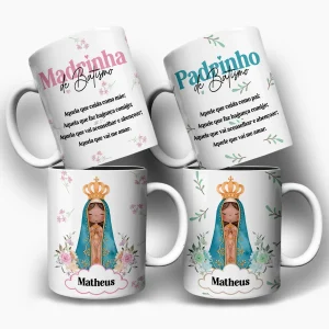Kit 2 Canecas Convite Padrinhos (Nossa Senhora)