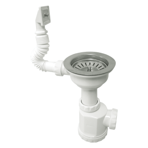Sifão Garrafa c/Válvula Cesta Inox e Anti-Inundação 1”1/2-Ø115