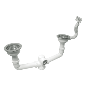 Sifão Duplo c/Válvula Cesta Inox Anti-Inundação 1”1/2-Ø115
