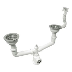 Sifão Duplo c/Válvula, Cesta Inox, Anti-Inundação e Tomada 1”1/2 – Ø115