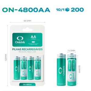 Pilha Alcalina AA 4 Unidades 1,5v Knup Longa Duracao Onistek ON-4900AA