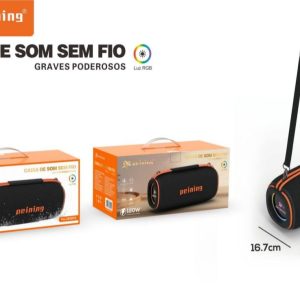 Caixa De Som Bluetooth Resistente Agua PEINING PEI-292BTS 120W Com LED RGB Graves Poderosos