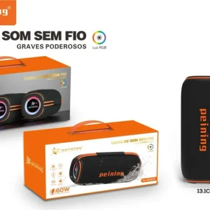 Caixa De Som Bluetooth Resistente Agua PEINING PEI-282BTS 60W Com LED RGB Graves Poderosos