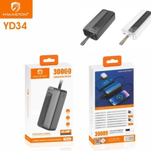 Carregador Portatil H’maston 30000MAH YD34 Com Viso Carregamento Turbo