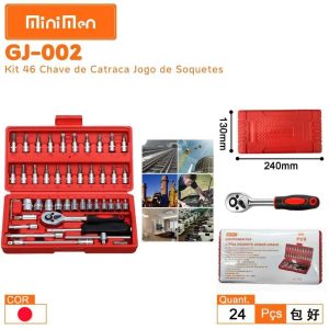 kit 46 Chave De Catraca Jogo De Soquetes Leon GJ-002