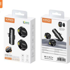 Kit Microfone Lapela Sem Fio Kaidi KMF4-A Iphone Lighting Reducao De Ruido Magnetico