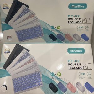 Kit Teclado Regarregavel Sem Fio Com Mouse Leon BT-02 Colorida