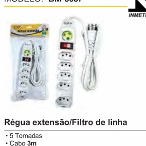 Extensao Tomada /Filtro De Linha  B Max BM-8687 Com 5 Entrada 3M 11-220V