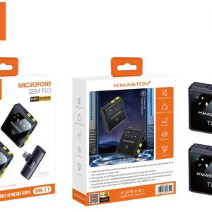 Microfone Lapela Kit Com 2 Sem Fio P/ Tipo-c Profissional H’maston MK-11