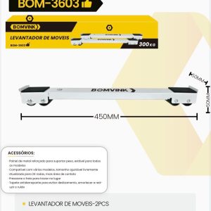 BOMVINK Bom-3603 Base Com Rodinhas Ajustável Base Máquina Lavar/Geladeira Móveis