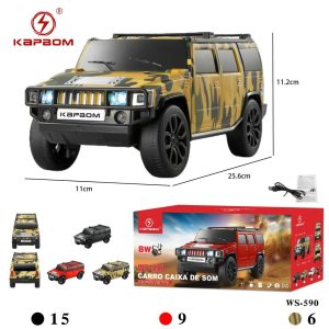 Caixa De Som Carro Bluetooth Kapbom WS-590 8W Com Radio USB/TF/FM JEEP