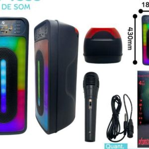 Caixa De Som Bluetooth KTS-1555 Com LED RGB/Microfone