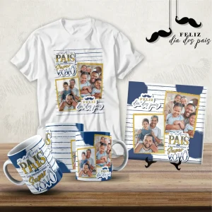 Kit 3 Dia dos Pais (1 Caneca, 1 Azulejo e 1 Camisa)