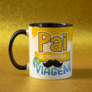 Caneca Dia dos Pais Alça Colorida Pai de Primeira Viagem