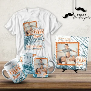 Kit 4 Dia dos Pais (1 Caneca, 1 Azulejo e 1 Camisa)