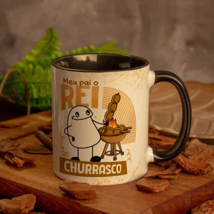 Caneca Dia dos Pais Alça Colorida Rei do Churrasco