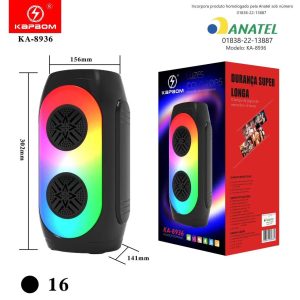 Caixa De Som Bluetooth Kapbom KA-8936 Com LED RGB