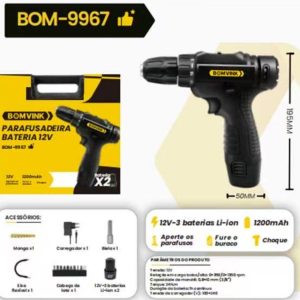 Parafusadeira Bateria 12v Bomvink BOM-9967