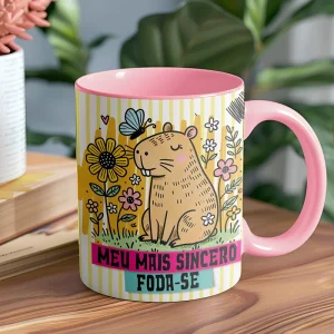 Caneca Frase Engraçada Café Meus mais… Foda-se