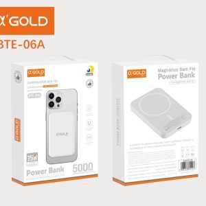 Carregador Portatil Inducao Magnetico P/Iphone 12/13 5000mAh A’GOLD BTE-06A 7,5W