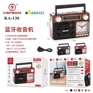 Radio Relogio Kapbom KA-136 FM/AM Bluetooth