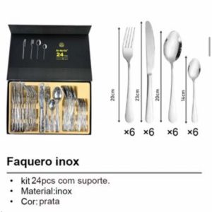 Kit Faquero Inox 24 Pecas Com Suporte B MAX  BM-F1076