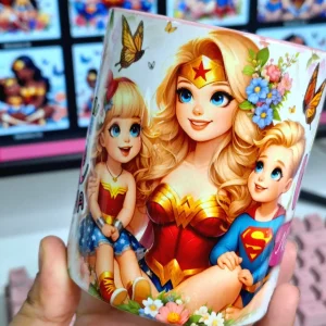 Caneca Porcelana Rosa Coração Mãe Maravilha