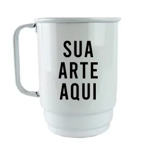 Caneca de Alumínio Branca Personalizada 500 ml