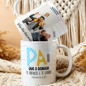 Caneca Dia dos Pais Abençoado (Foto do Seu pai)