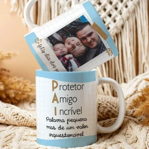 Caneca Dia dos Pais Protetor (Com a Foto do Seu pai)