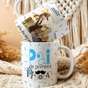 Caneca Dia dos Pais de Primeira (Foto do Seu pai)