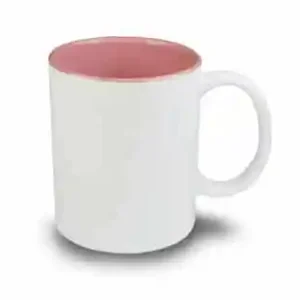 Caneca de Cerâmica Branca com Interior Rosa para Sublimação