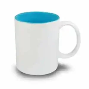 Caneca de Cerâmica Branca com Interior Azul para Sublimação