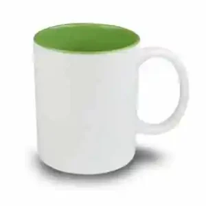 Caneca de Cerâmica Branca com Interior Verde para Sublimação
