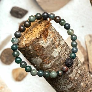 Pulseira de Basalto e Ágata Índia