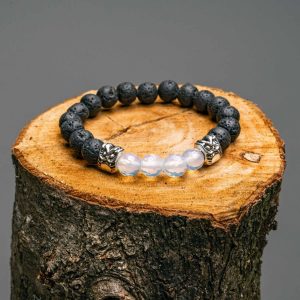 Pulseira de Basalto e pedra da Lua